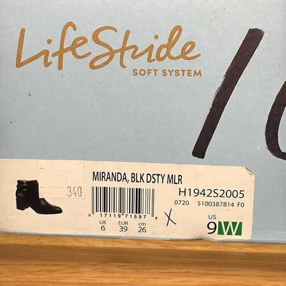 Life Stride Boot Black Miranda Block Heel Faux‎ Leather in Size 9  New