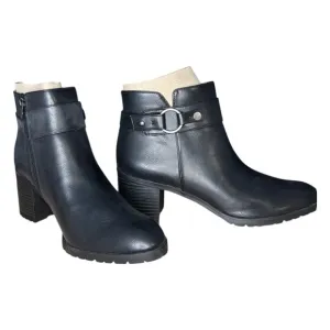 Life Stride Boot Black Miranda Block Heel Faux‎ Leather in Size 9  New