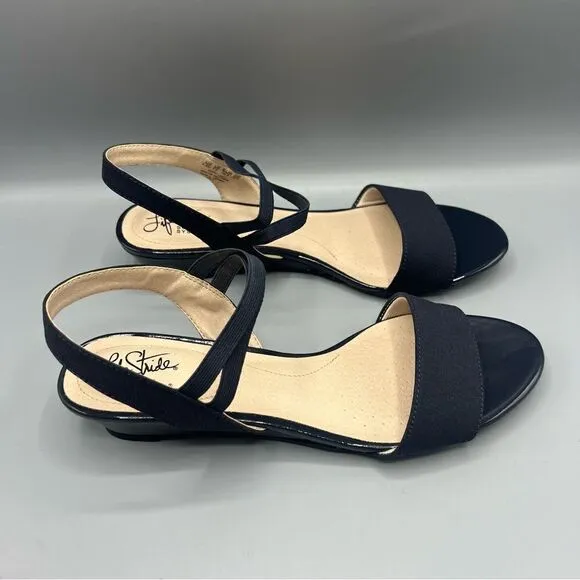 LifeStride Yolo Navy Strappy Wedge Sandals