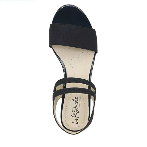 LifeStride Yolo Navy Strappy Wedge Sandals