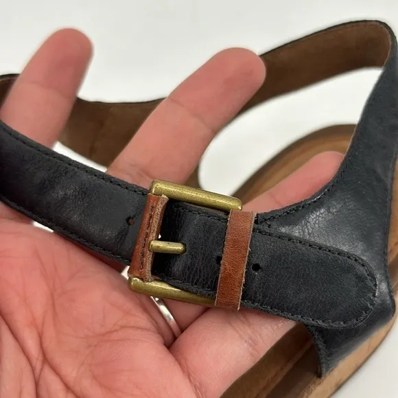 Like new Cobb Hill black leather wedge sandals size 12 no box
