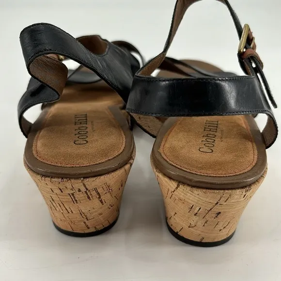 Like new Cobb Hill black leather wedge sandals size 12 no box