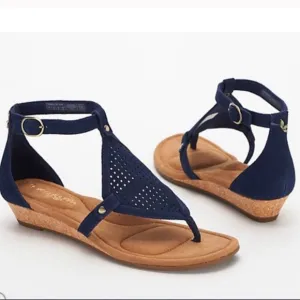 Like New Koolaburra by UGG Insignia Blue Briona Suede Wedge Sandals