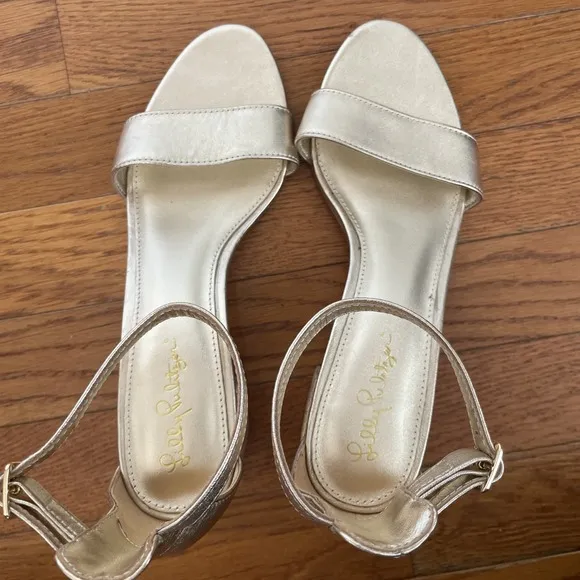 Lilly Pulitzer Gold Leather Wedge Sandals | Casual &amp; Special Event