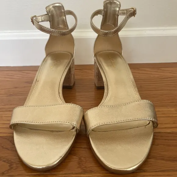 Lilly Pulitzer Gold Leather Wedge Sandals | Casual &amp; Special Event