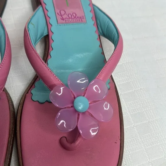 Lilly Pulitzer Princess Dasiy Pink Leather Sandals