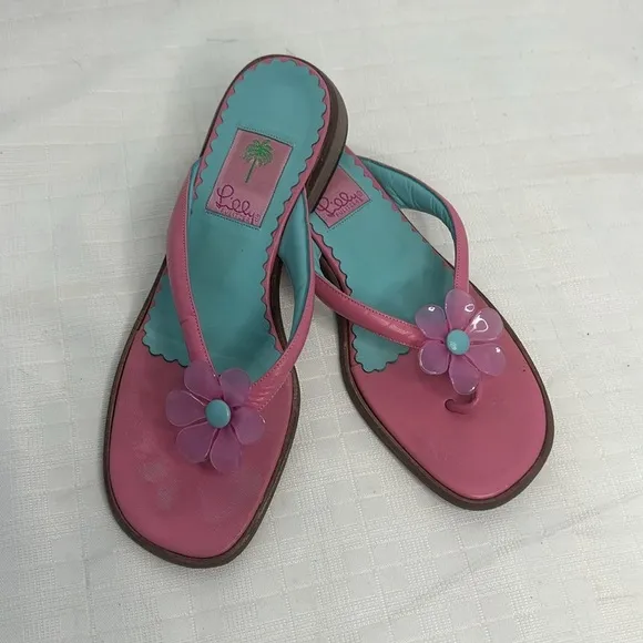 Lilly Pulitzer Princess Dasiy Pink Leather Sandals