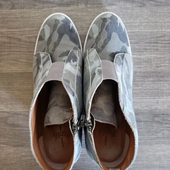 Linea Paolo Anna Slip-On Suede Camouflage Wedge Sneakers Shoes Size Womens 10.5