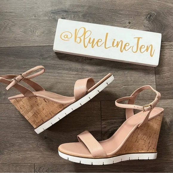 Linea Paolo Cork Wedge Platform Sandals NWOT