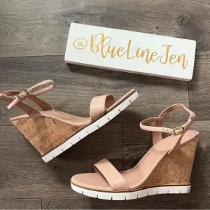 Linea Paolo Cork Wedge Platform Sandals NWOT