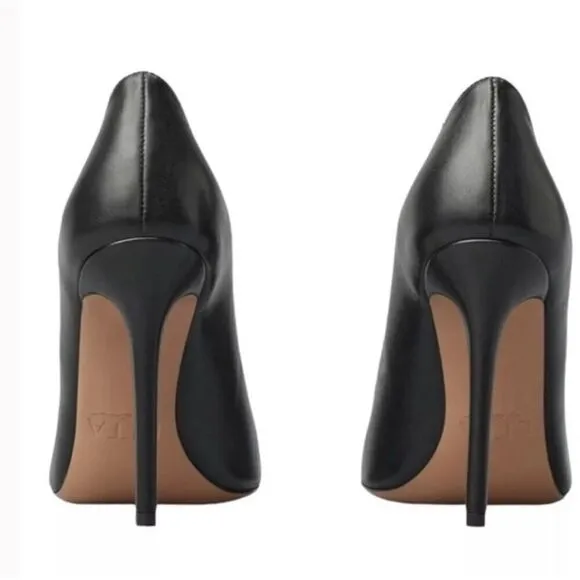 LITA by Ciara Black Leather Stiletto Pumps Shoes