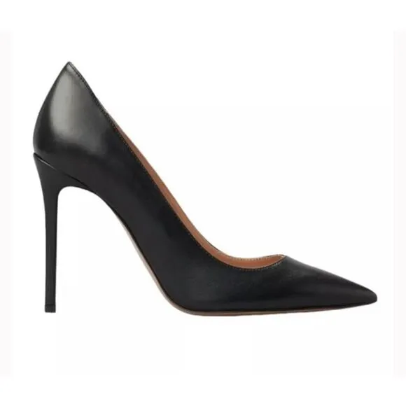 LITA by Ciara Black Leather Stiletto Pumps Shoes