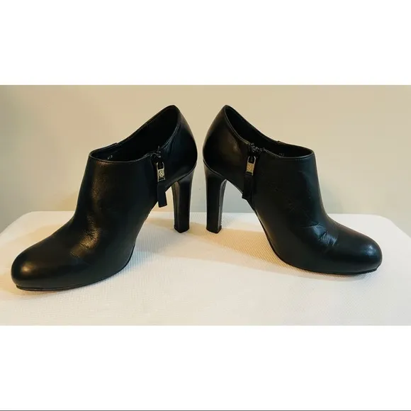 L.K BENNETT LONDON Black Leather Suede Booties Shoes Size 36