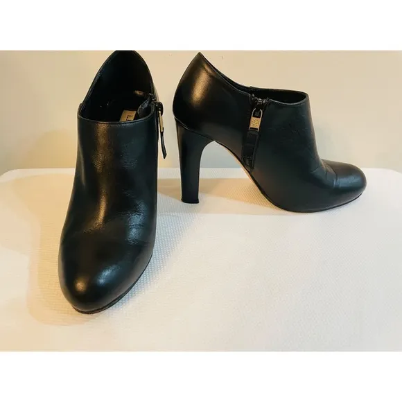 L.K BENNETT LONDON Black Leather Suede Booties Shoes Size 36