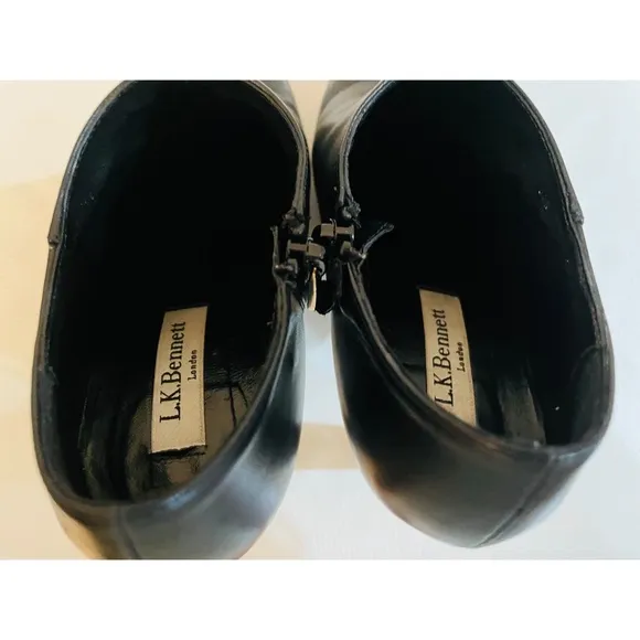 L.K BENNETT LONDON Black Leather Suede Booties Shoes Size 36