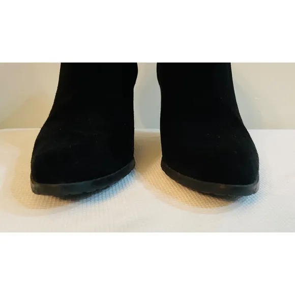L.K. BENNETT LONDON Black Suede Wedge Booties Shoes Size 36