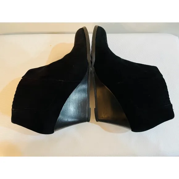 L.K. BENNETT LONDON Black Suede Wedge Booties Shoes Size 36