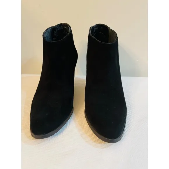 L.K. BENNETT LONDON Black Suede Wedge Booties Shoes Size 36