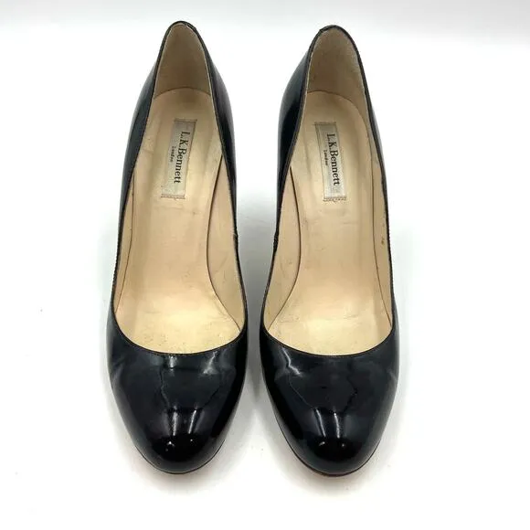 LK Bennett Shilo Patent Leather Court Shoes Stiletto Heels Custom Dyed Black