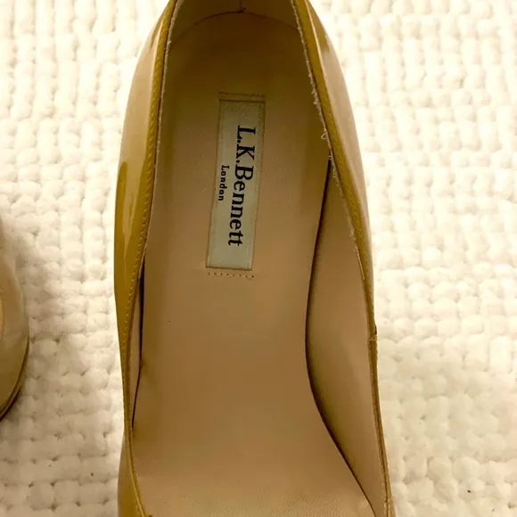 LK Bennett Sledge Beige Patent Platform Courts