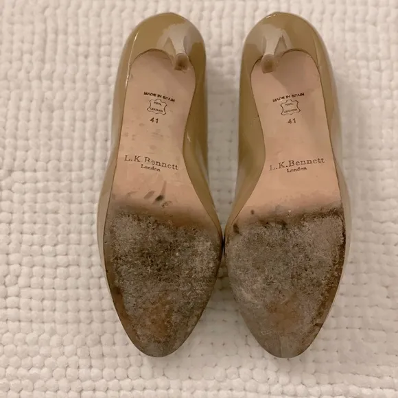 LK Bennett Sledge Beige Patent Platform Courts
