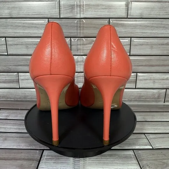 LK Bennett Women's Peach Leather Pointed Toe Pumps Shoe Size 37-NEW