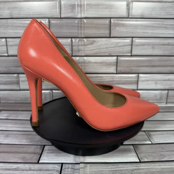 LK Bennett Women's Peach Leather Pointed Toe Pumps Shoe Size 37-NEW