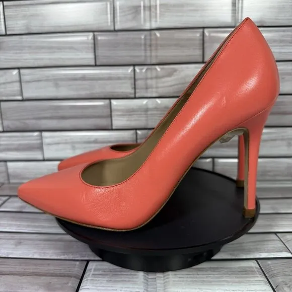 LK Bennett Women's Peach Leather Pointed Toe Pumps Shoe Size 37-NEW