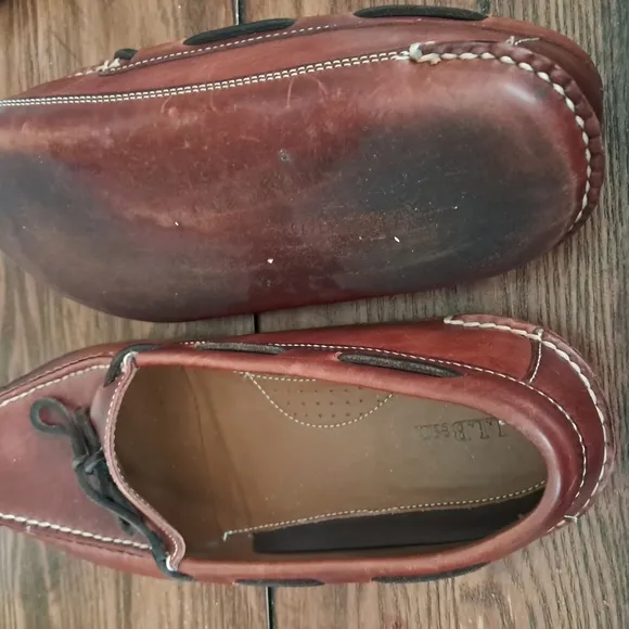 L.L. Bean Brown Leather Loafers with Decorative Lacing