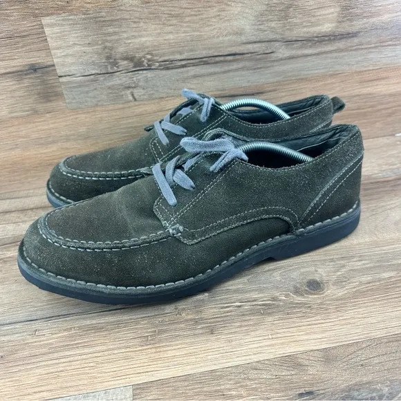 LL Bean Olive Suede Lace Up Oxford Casual Dress Mens 11.5M Shoes EUC