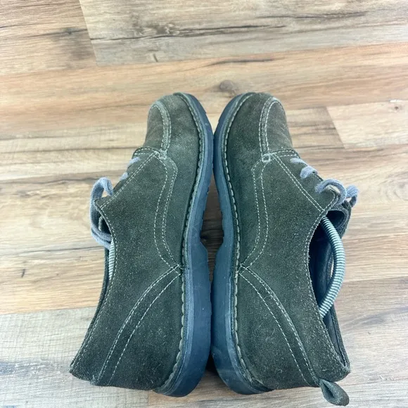 LL Bean Olive Suede Lace Up Oxford Casual Dress Mens 11.5M Shoes EUC