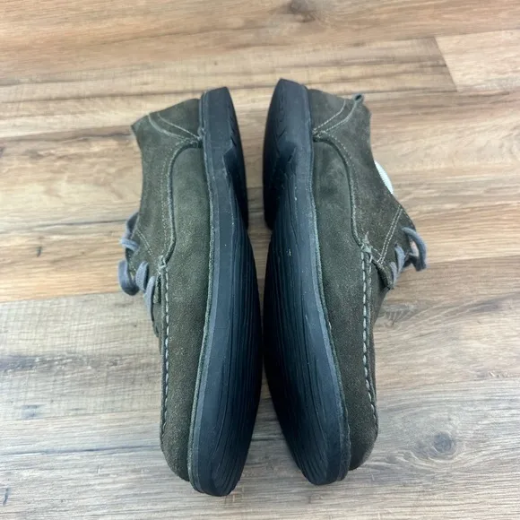 LL Bean Olive Suede Lace Up Oxford Casual Dress Mens 11.5M Shoes EUC