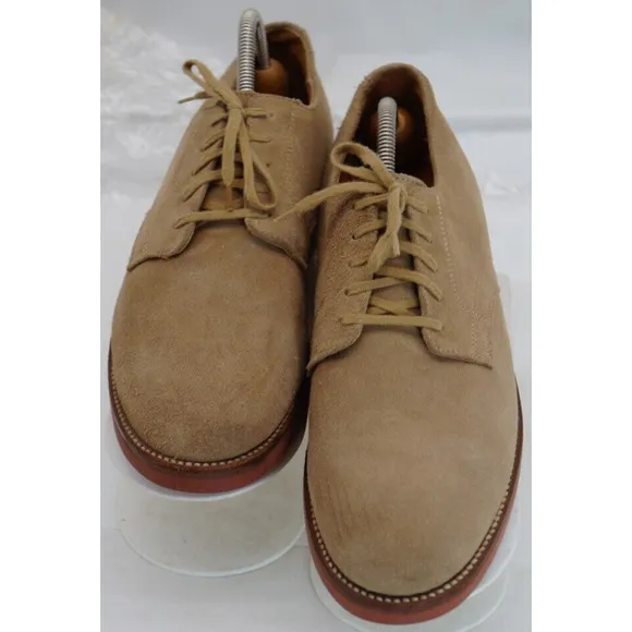 LL Bean Oxford Shoe Mens 10D Casual Beige Suede Lace Up Comfort Style Vibram