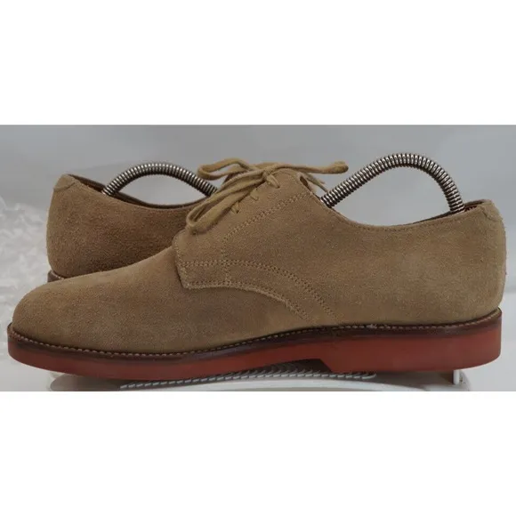 LL Bean Oxford Shoe Mens 10D Casual Beige Suede Lace Up Comfort Style Vibram
