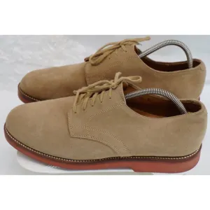 LL Bean Oxford Shoe Mens 10D Casual Beige Suede Lace Up Comfort Style Vibram