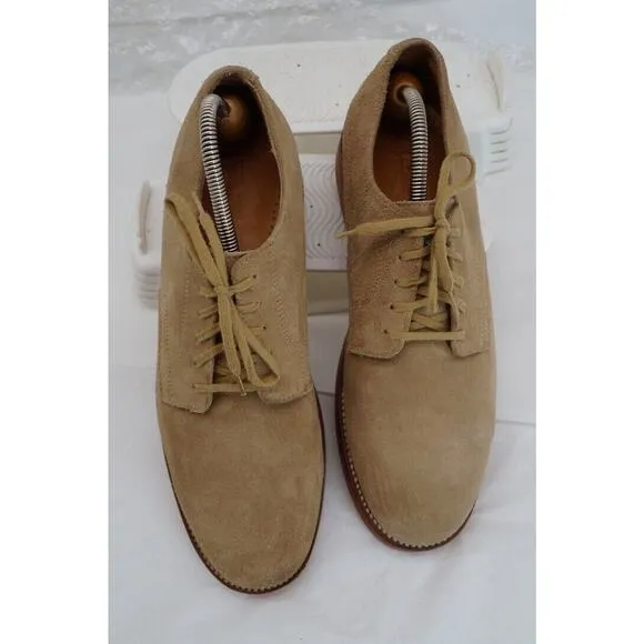 LL Bean Oxford Shoe Mens 10D Casual Beige Suede Lace Up Comfort Style Vibram