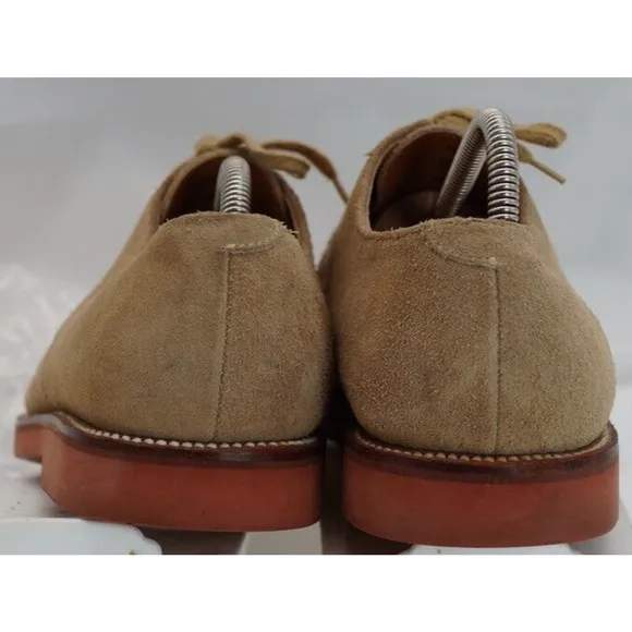 LL Bean Oxford Shoe Mens 10D Casual Beige Suede Lace Up Comfort Style Vibram