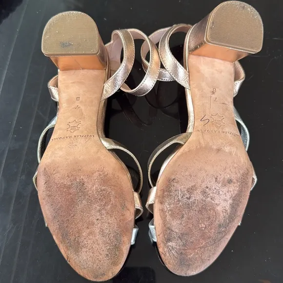 Loeffler Randall Anny Sandal Heel Multi Rose Gold Silver Bow Knot 7