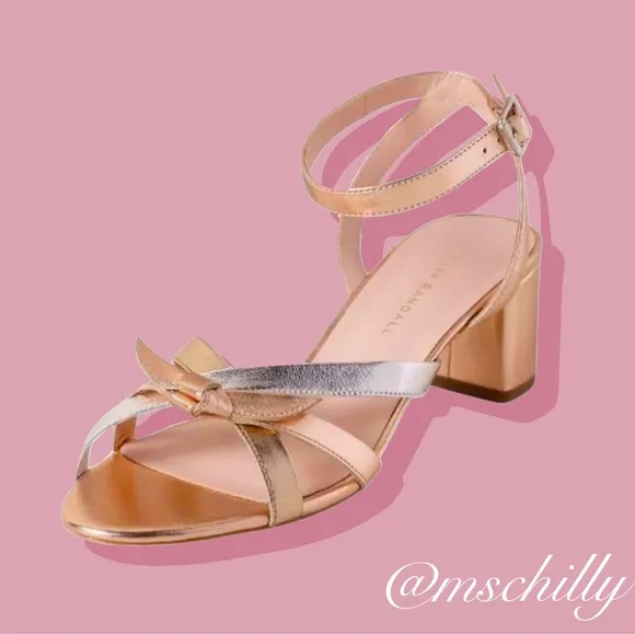 Loeffler Randall Anny Sandal Heel Multi Rose Gold Silver Bow Knot 7