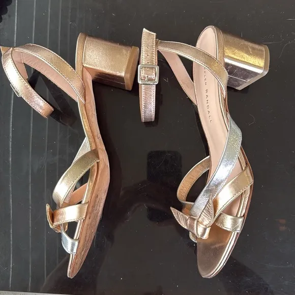 Loeffler Randall Anny Sandal Heel Multi Rose Gold Silver Bow Knot 7