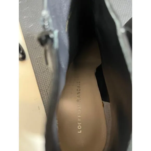 LOEFFLER RANDALL Black Smooth Leather Block Heel Ankle Boots Size 8.5‎