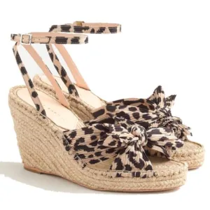 Loeffler Randall Charley Knotted Leopard Espadrille Wedge Sandals in Size 7.5