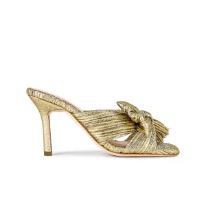 Loeffler Randall Claudia bow slim heel oro gold sandals 35=5