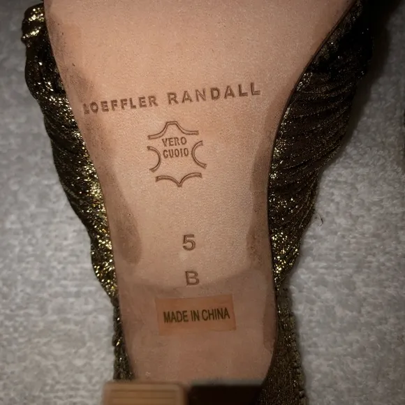 Loeffler Randall Claudia bow slim heel oro sandals 35=5