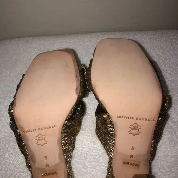 Loeffler Randall Claudia bow slim heel oro sandals 35=5