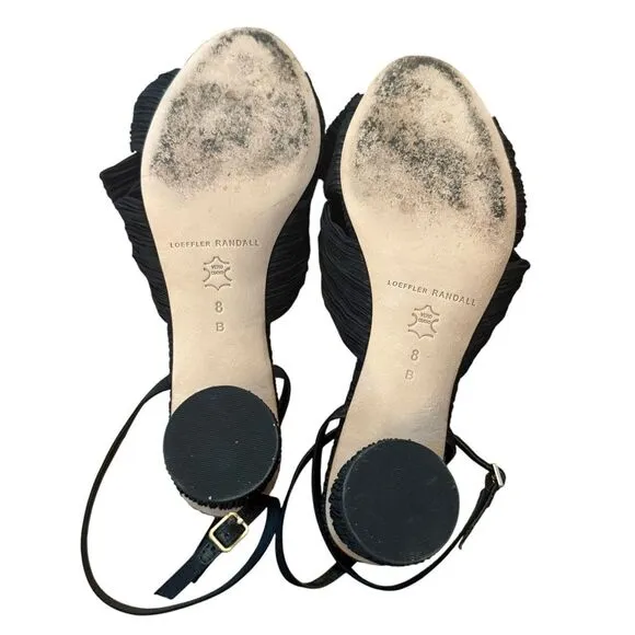 Loeffler Randall Dahlia Knotted Ankle Strap Heeled Sandals Size 8