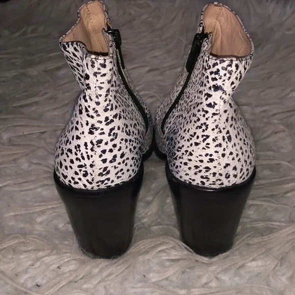 Loeffler Randall exotic animal print spotted block heel boots