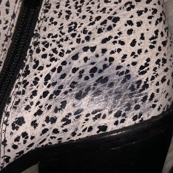 Loeffler Randall exotic animal print spotted block heel boots