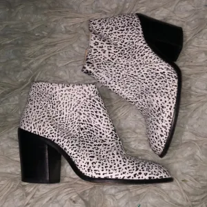 Loeffler Randall exotic animal print spotted block heel boots