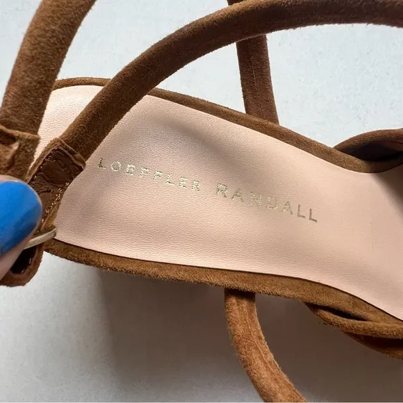 Loeffler Randall Fiamma Knot Mid Heels Sandals Leather Suede NEW Womens 7.5